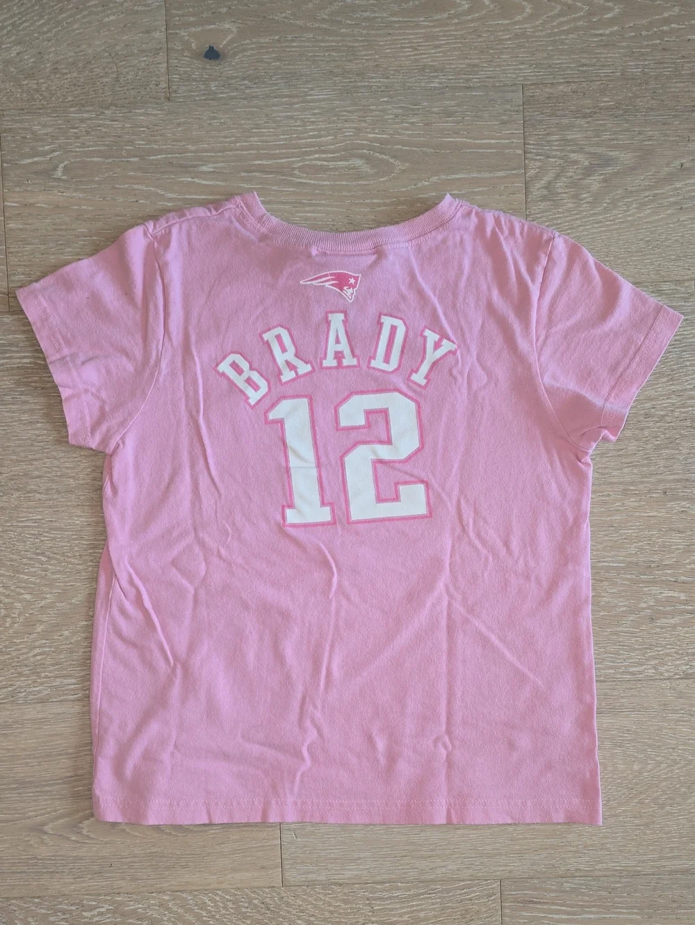 Girls Reebok 10/12 Pink Patriots Graphic Tee with Number 12-Tom Brady